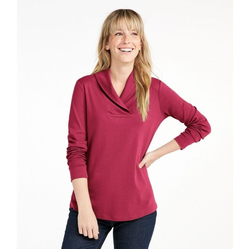 L.L. Bean Shawl Collar Cotton Long Sleeve‎ Pullover